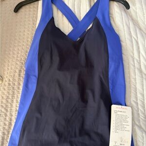 Lululemon Blue and Navy Athletic Tank with Crisscross Back